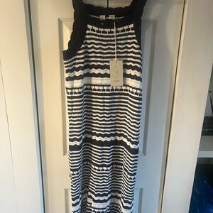 Joie | Soft Joie knit summer dress navy /ivory size Large NWT